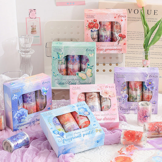 Floral Deco Pet Washitape Set 6 PCs