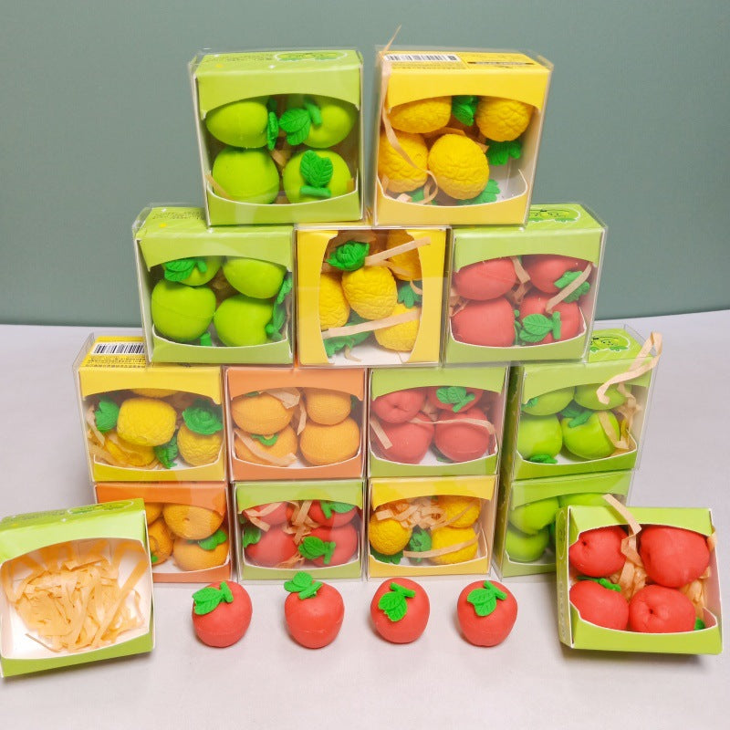 4Pcs Pack Fruit Shape Eraser