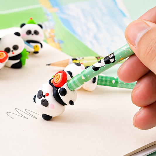 Panda Pencil And Eraser (6 pc Set)