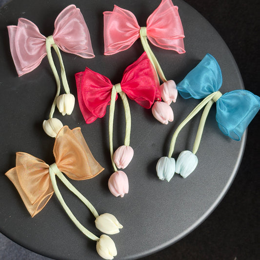 Organza Tulip Bow Clip
