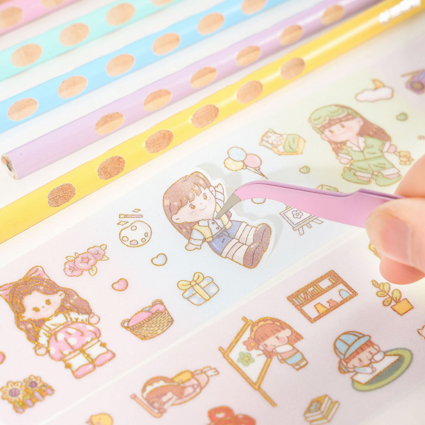 Kawaii Pencil With Sticker Set