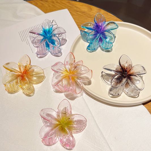 Transparent Floral Claw Clips