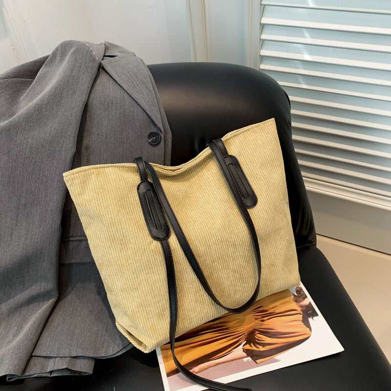 Corduroy Crossbody Tote Bag