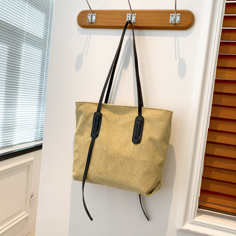 Corduroy Crossbody Tote Bag