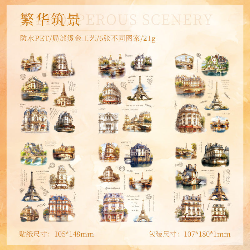Beautiful Tour Line Journal Stickers (6Sheet Set)