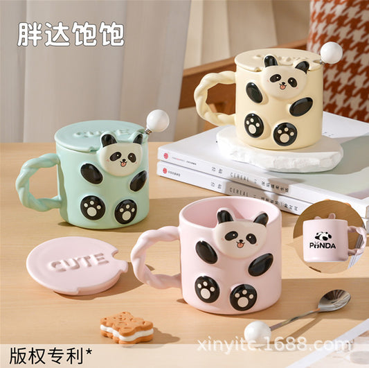 Panda Mug With Lid & Spoon