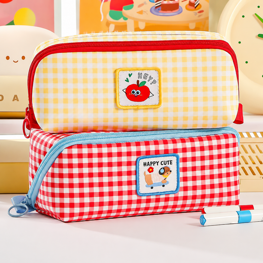 Berry Gingham Pencil Pouch