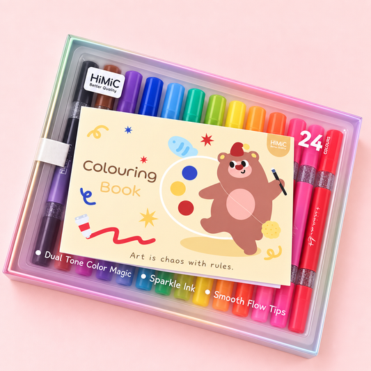 Dual Tip Glitter Highlighter w Coloring Book