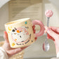 Cute Kitten Mug With Lid & Spoon