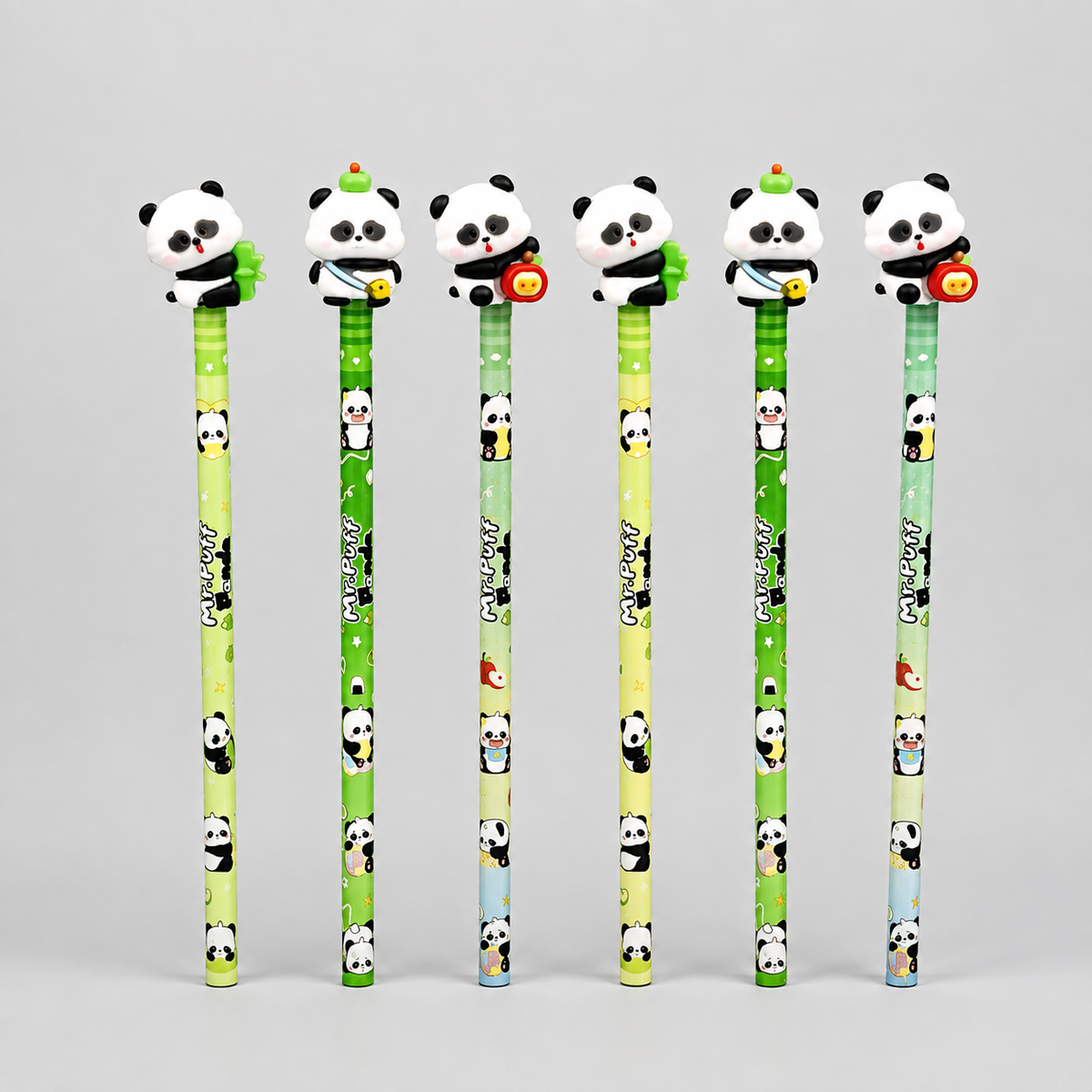 Panda Pencil And Eraser (6 pc Set)