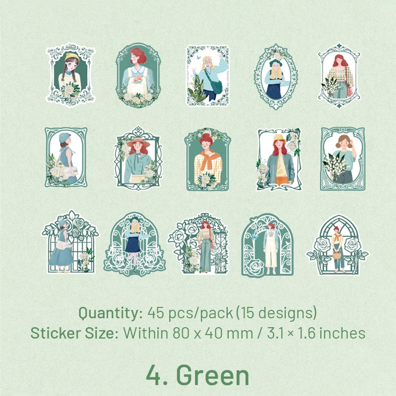 Girl in Mirror Frame Washi Stickers