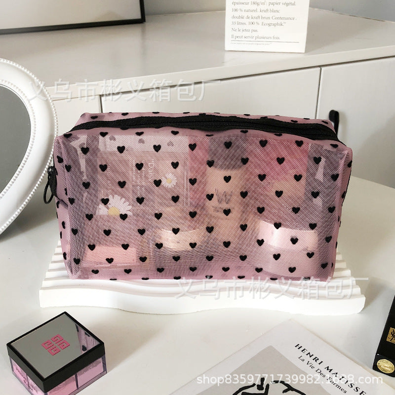 Heart Mesh Cosmetic Bag