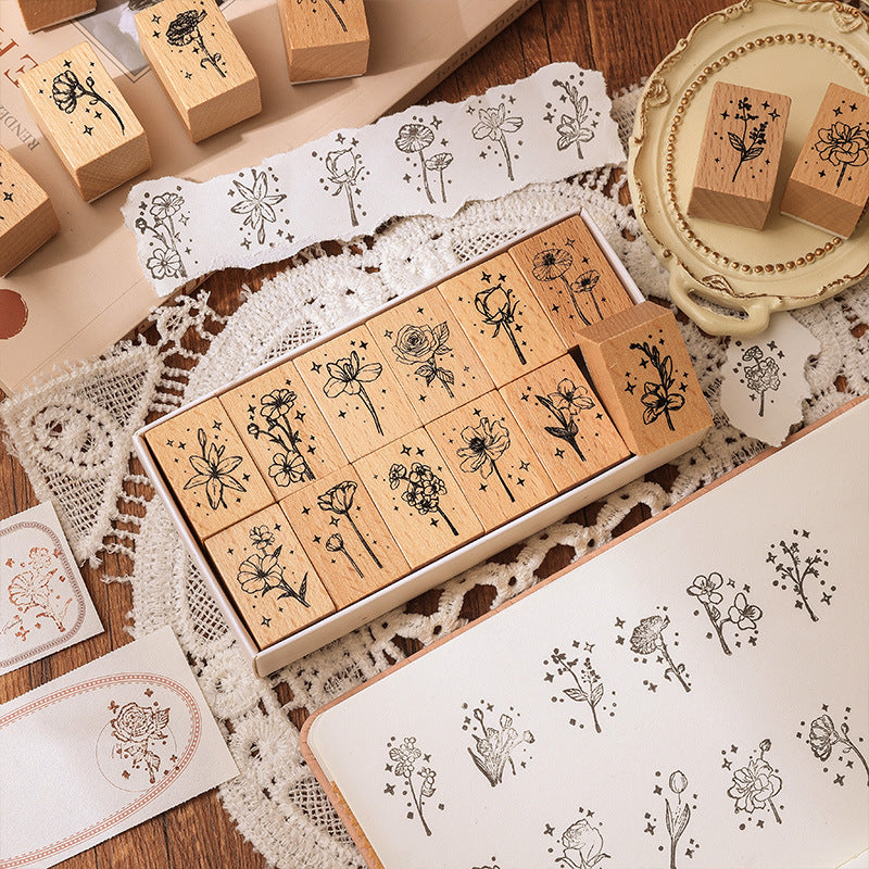 Wooden Floral Journaling Stamp