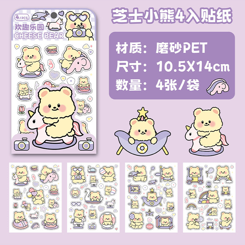 Cheesy Bear Pet Matte Sticker Set 4 PCs