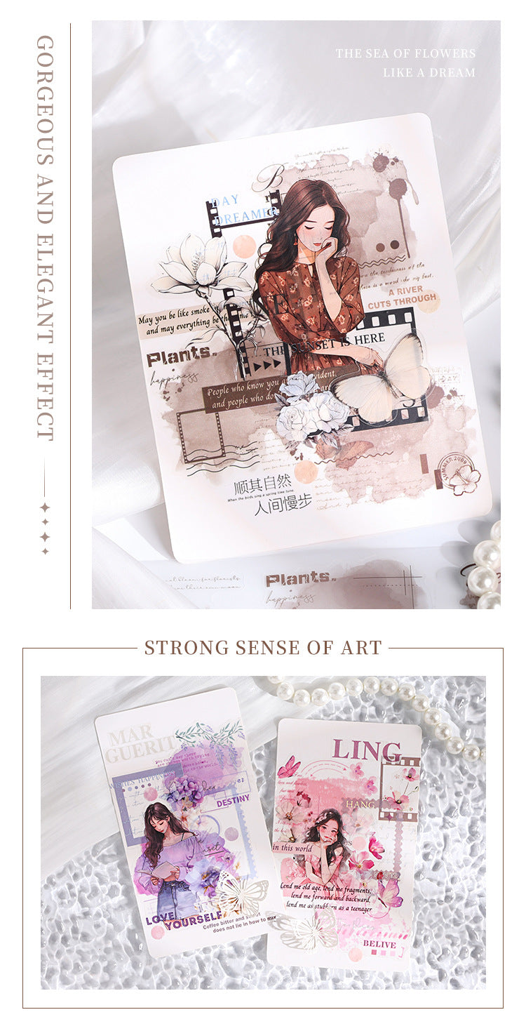Romantic Flower Journaling Sticker Roll