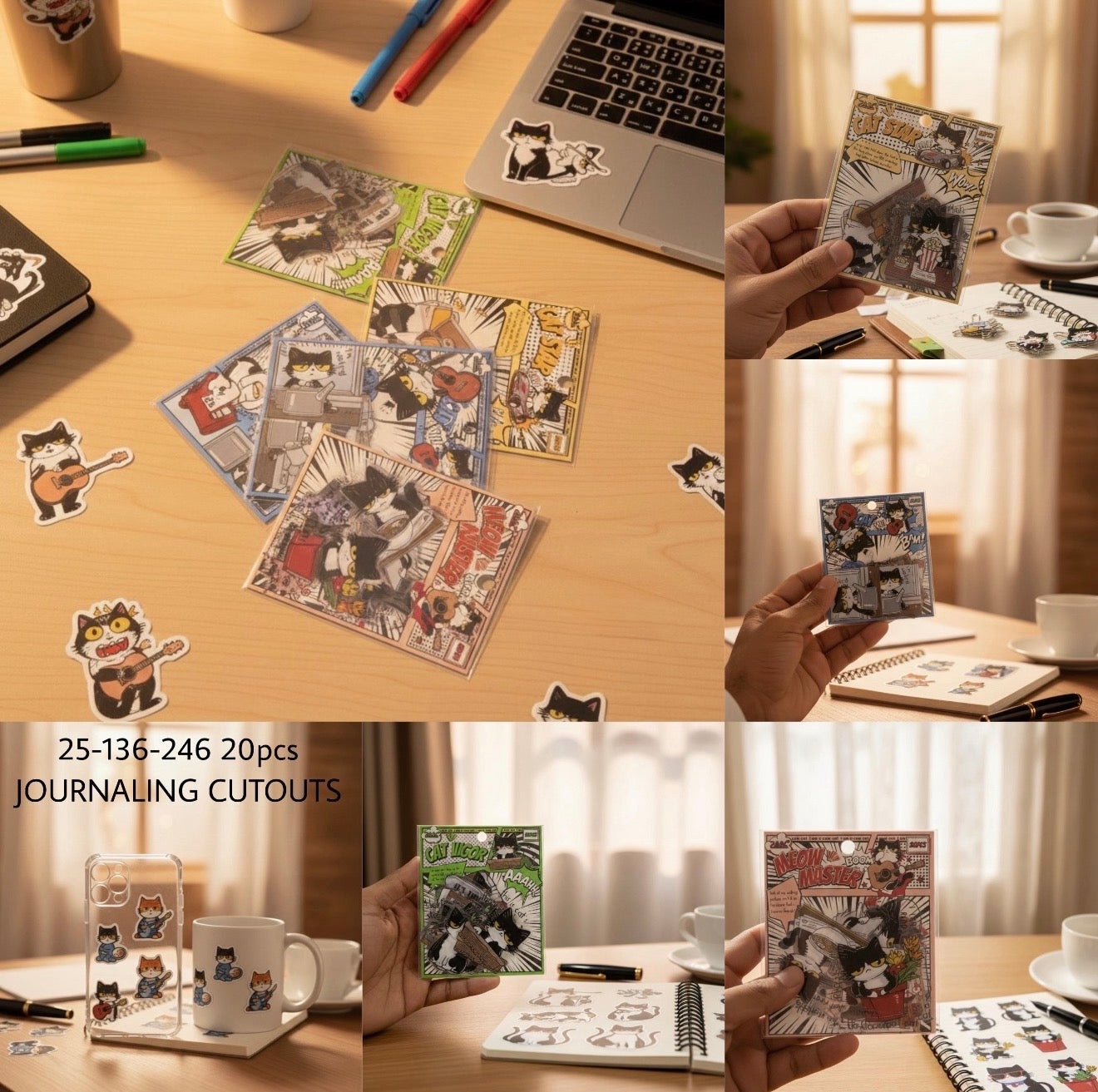 Comic Cat Deco Stickers