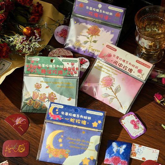 Retro Stamp Rose Sticker
