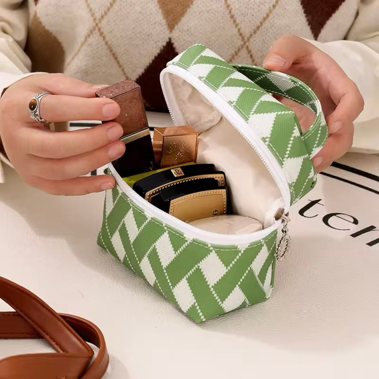 Preppy Style Mini Makeup Storage Bag