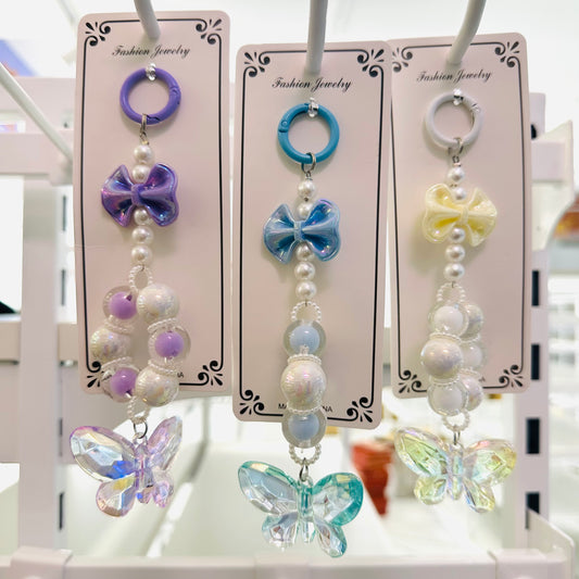 Bow and Butterfly Tassel Mobile Keychain