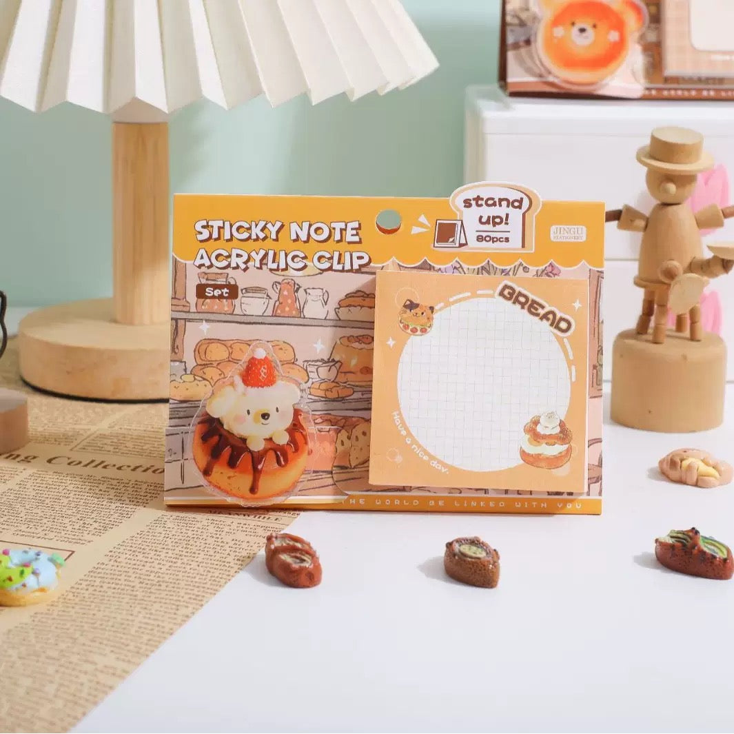 Kawaii Sticky Note With Acrylic Clip