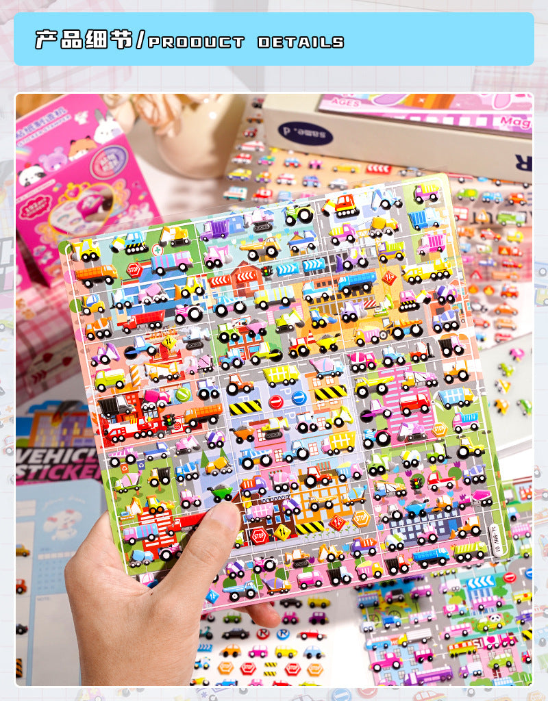 Kawaii Vehicle Puffy Sticker Set
