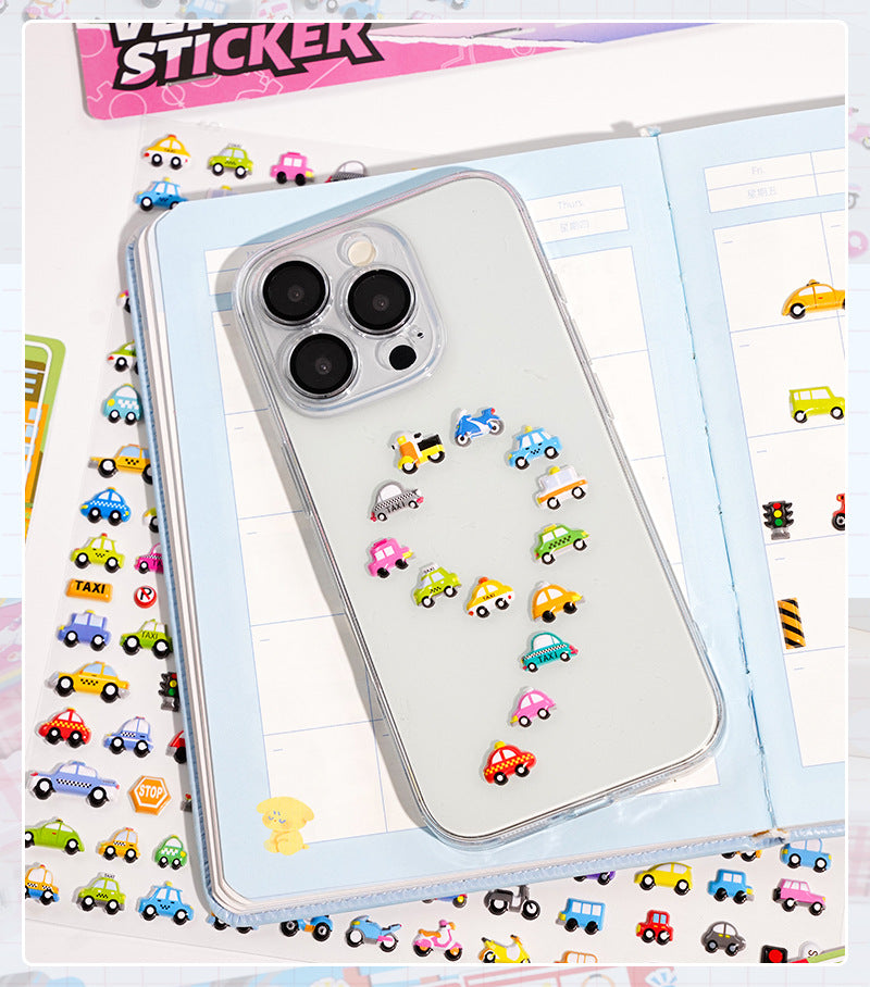 Kawaii Vehicle Puffy Sticker Set