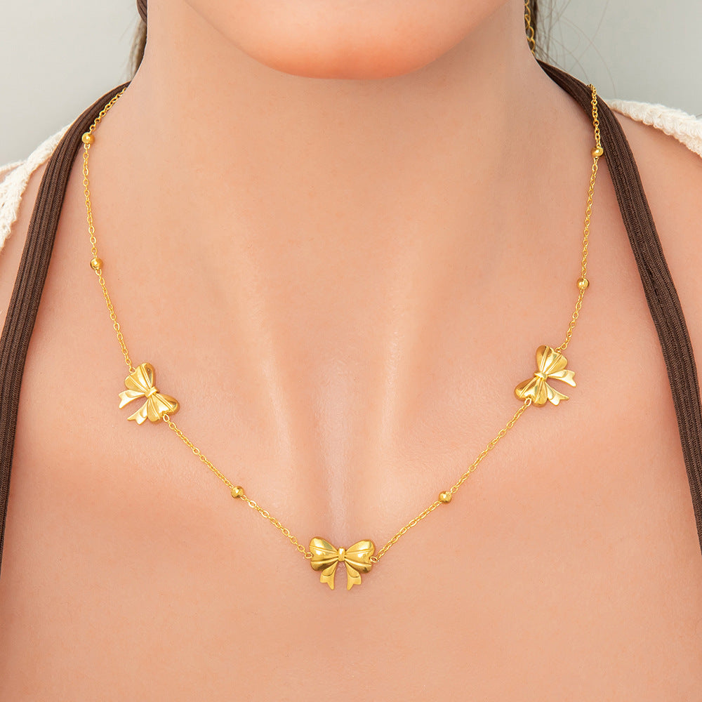 Coquette Stainless Bow Necklace