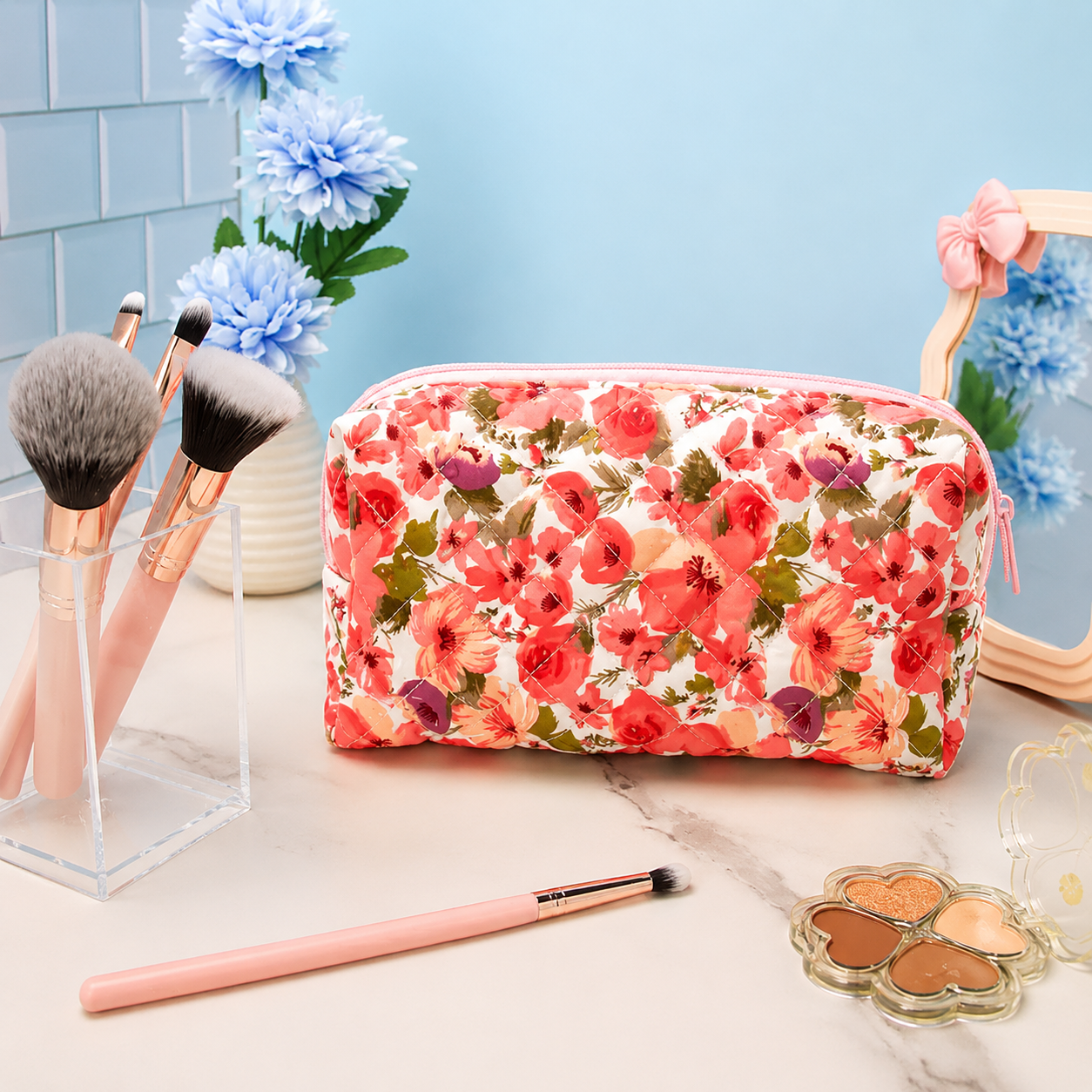 Pinteresty Floral Makeup Pouch
