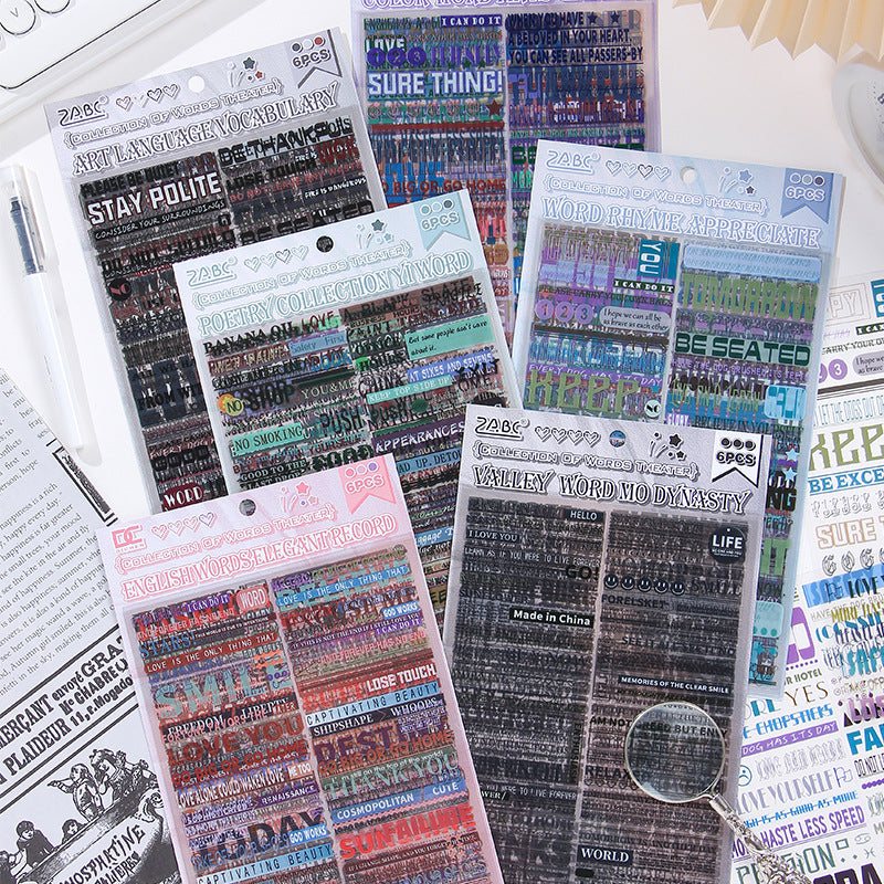 English Journaling Quotes 6 Sheet Sticker Set