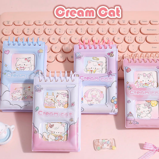 Cream Cat Spiral Mini Diary