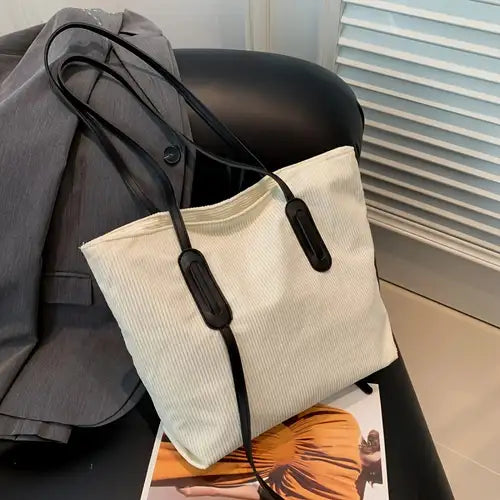 Corduroy Crossbody Tote Bag