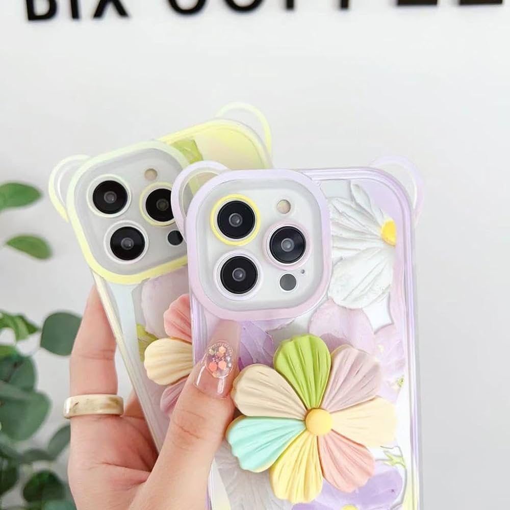 Floral Iphone Case With Charm and Phone Holder