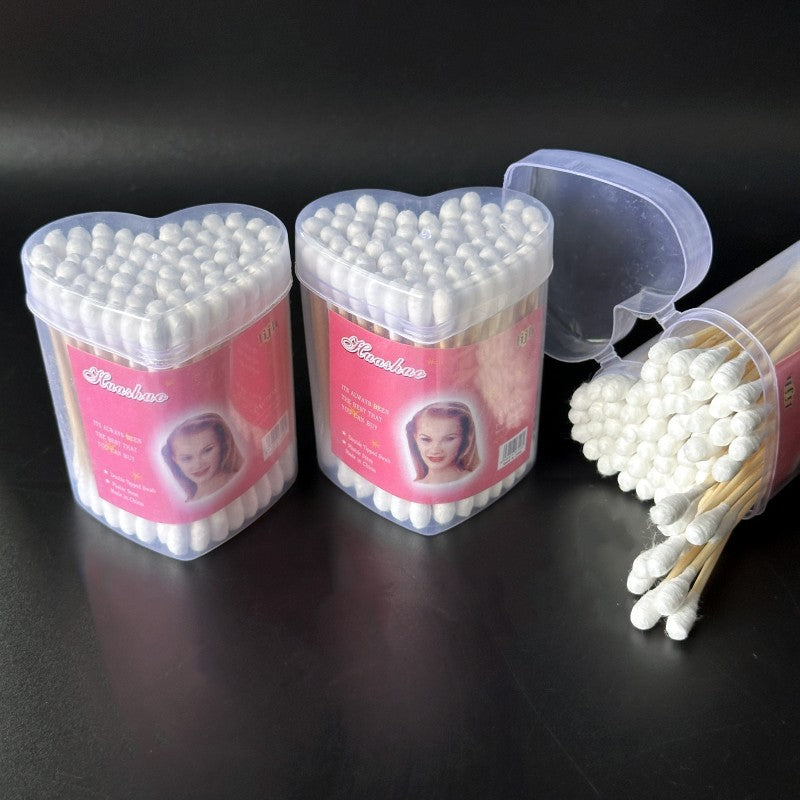 Bamboo Heart Shape Box Ear Buds