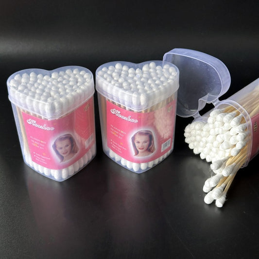 Bamboo Heart Shape Box Ear Buds