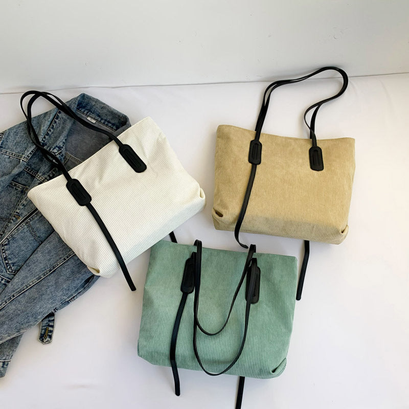 Corduroy Crossbody Tote Bag