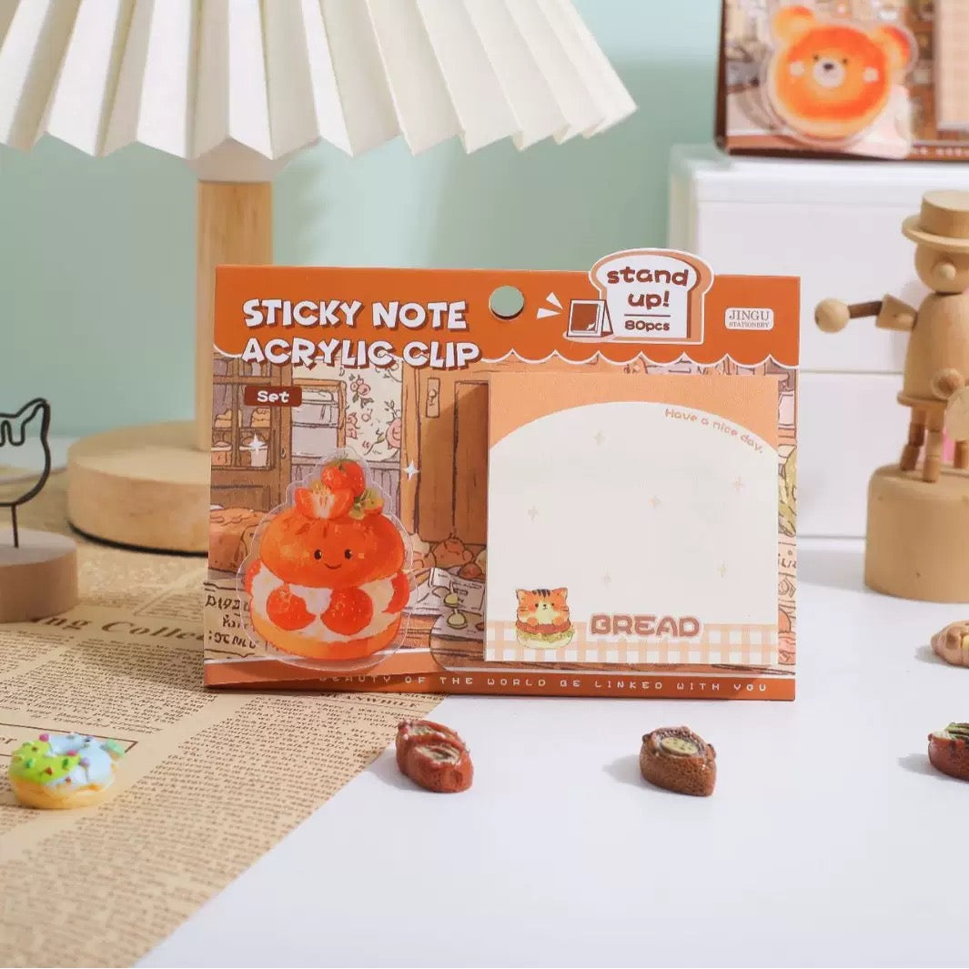 Kawaii Sticky Note With Acrylic Clip