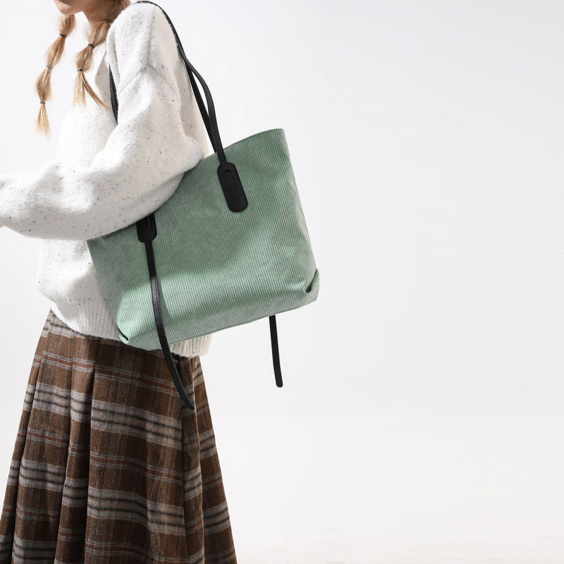 Corduroy Crossbody Tote Bag