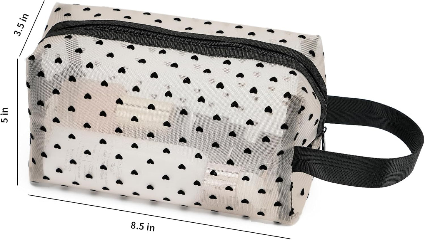 Heart Mesh Cosmetic Bag