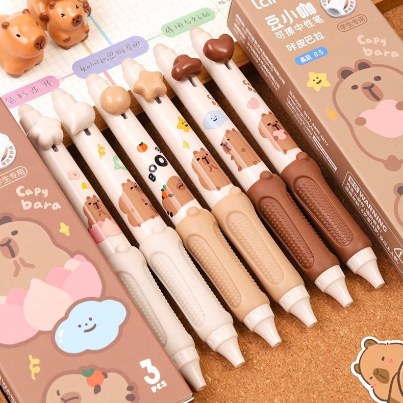 Capybara Erasable Pen Set 3 Pcs