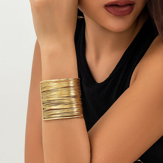 Gold Plated Party Statement Mesh Design Silver Korean Cuff Bracelet
