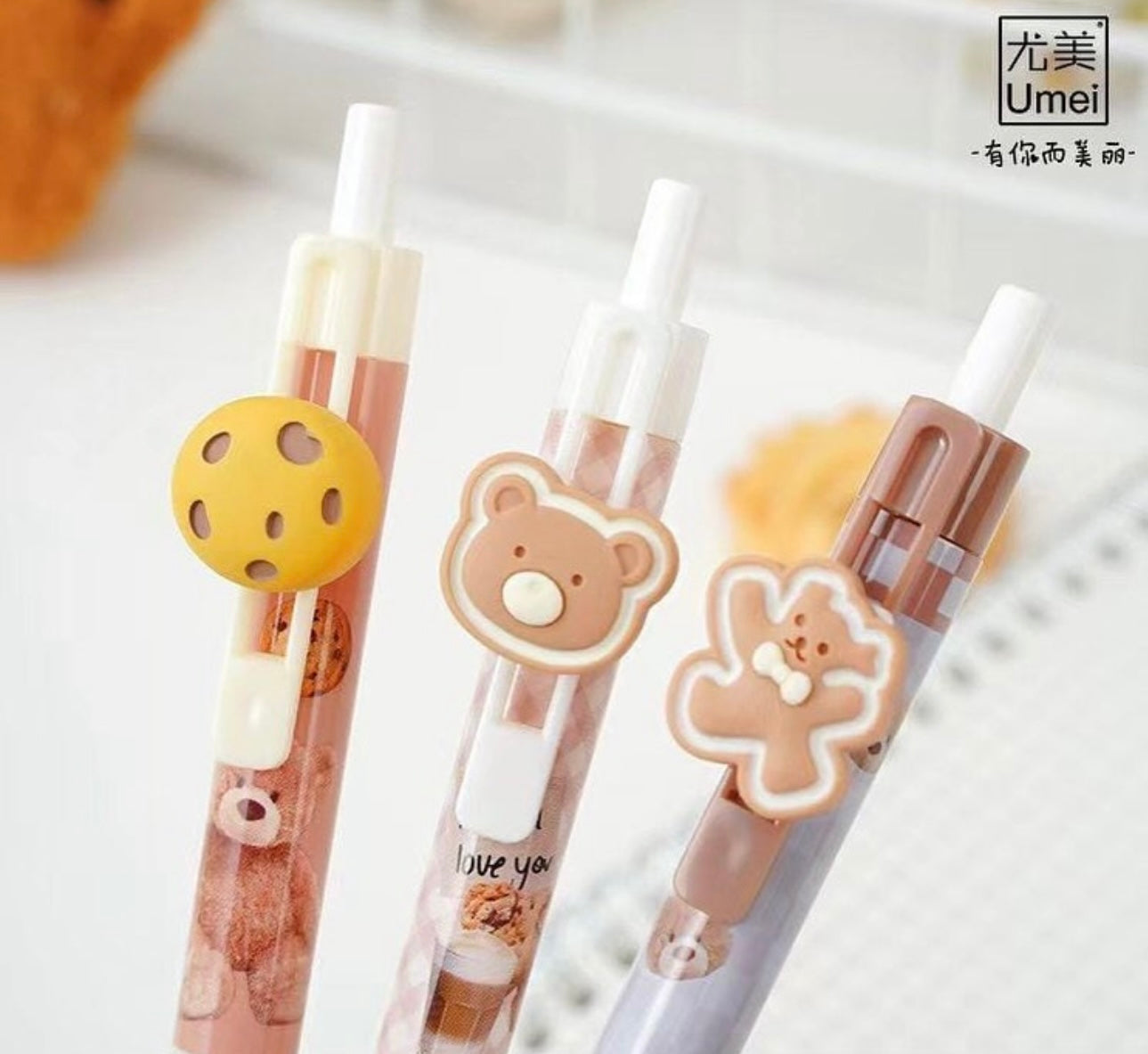 Kuromi and Bear keychain Pen Set