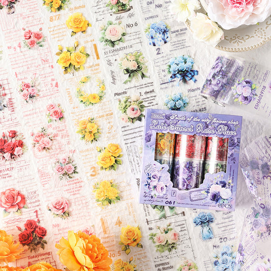 Floral Theme Journaling Pet Sticker Roll