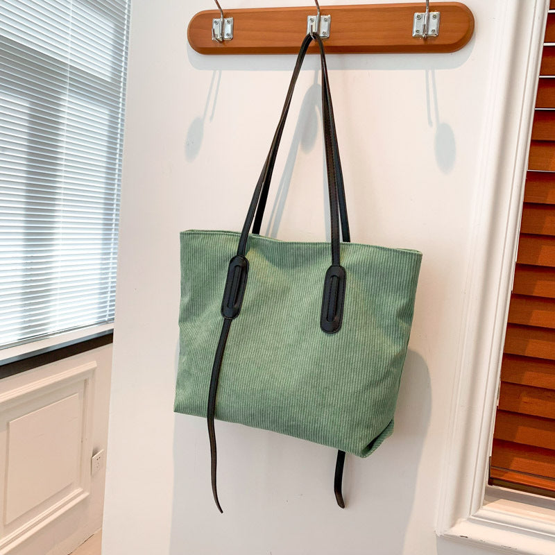 Corduroy Crossbody Tote Bag