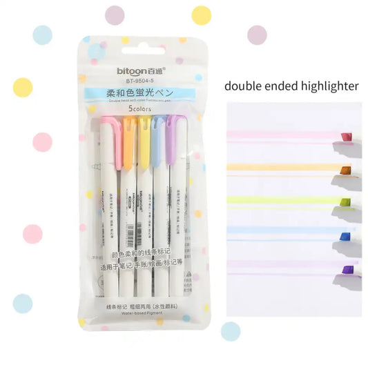 Pastel double ended highlighter pens