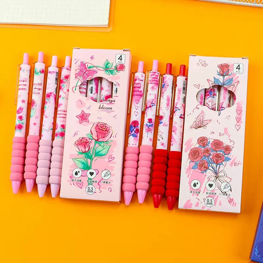 Rose Pink Butterfly Silk Pen Set