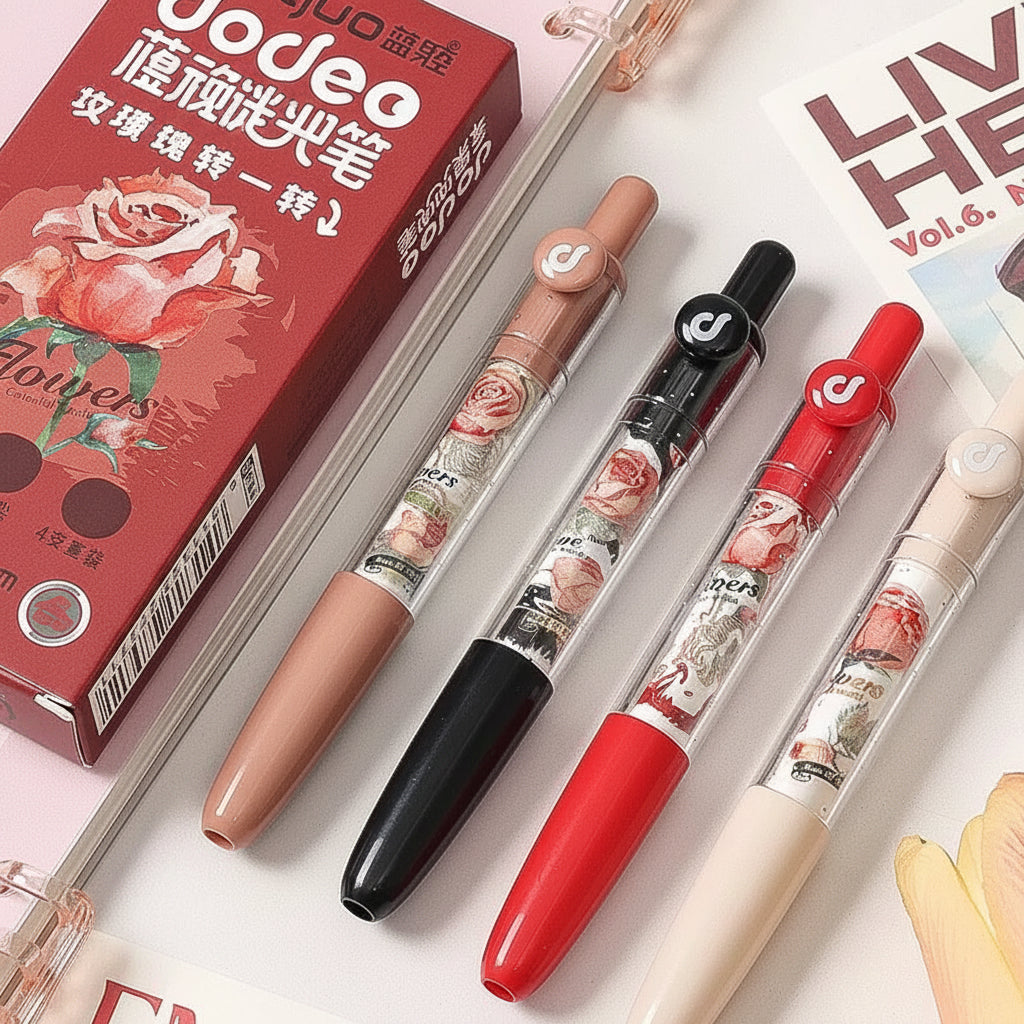 Premium Floral Black Ink Pen