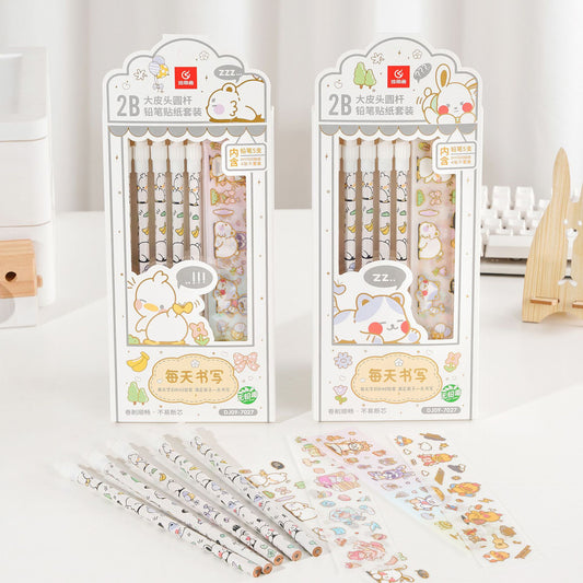 Kawaii Pencil With Sticker Set