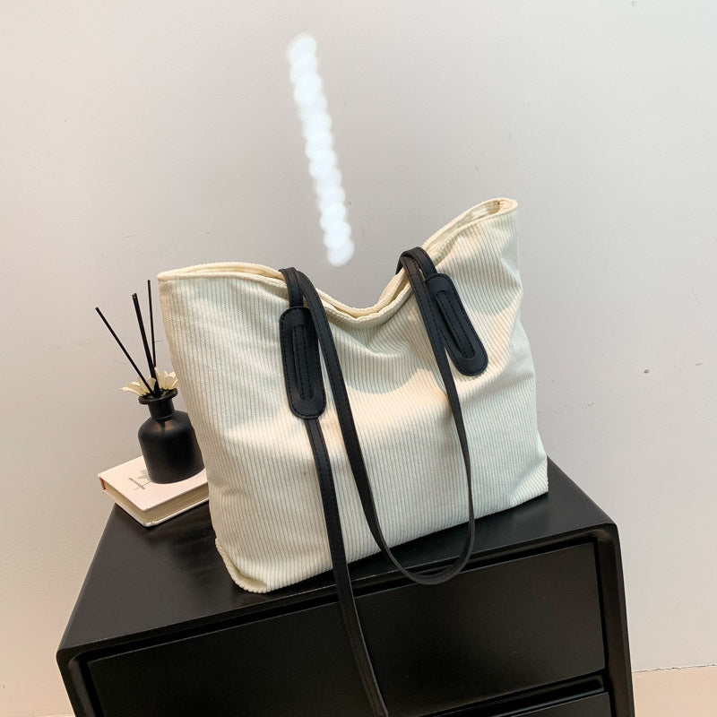 Corduroy Crossbody Tote Bag