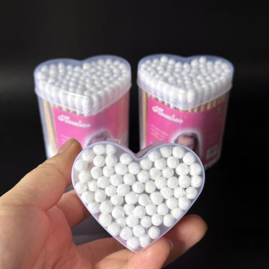 Bamboo Heart Shape Box Ear Buds