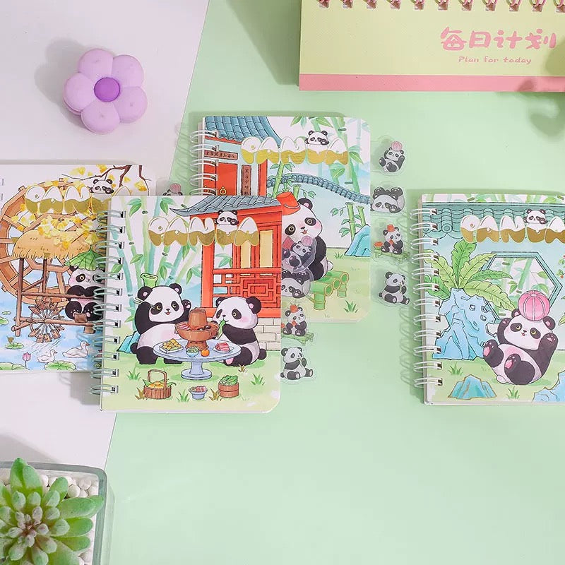 Kawaii Mini Panda Spiral Diary With Bookmark